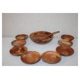 Snow River Handcrafted Wooden Salad Bowl Set with 8 Serving Bowls and Utensil