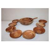 Snow River Handcrafted Wooden Salad Bowl Set with 8 Serving Bowls and Utensil