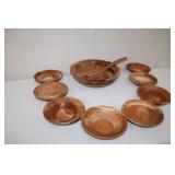 Snow River Handcrafted Wooden Salad Bowl Set with 8 Serving Bowls and Utensil