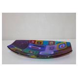 Signed Galazzo 2005 Multicolor Fused Art Glass Bowl