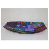 Signed Galazzo 2005 Multicolor Fused Art Glass Bowl