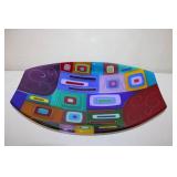 Signed Galazzo 2005 Multicolor Fused Art Glass Bowl