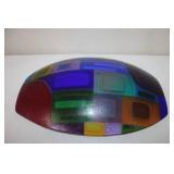 Signed Galazzo 2005 Multicolor Fused Art Glass Bowl