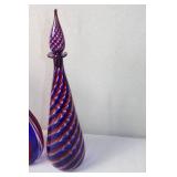 Set of 3 Murano Style Art Glass Decanters with Stoppers