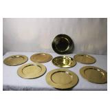Set of 7 Brass Charger Plates Made in Hong Kong