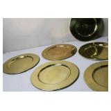 Set of 7 Brass Charger Plates Made in Hong Kong