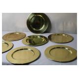 Set of 7 Brass Charger Plates Made in Hong Kong