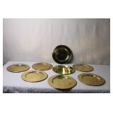 Set of 7 Brass Charger Plates Made in Hong Kong