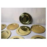 Set of 7 Brass Charger Plates Made in Hong Kong