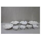 Set of 7 Global Views White Iridescent Ruffled Bowls Made in Italy