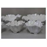 Set of 7 Global Views White Iridescent Ruffled Bowls Made in Italy