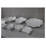 Set of 7 Global Views White Iridescent Ruffled Bowls Made in Italy
