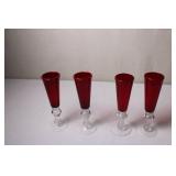 Set of 4 Ruby Red Stemmed Glasses