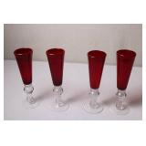 Set of 4 Ruby Red Stemmed Glasses