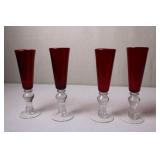 Set of 4 Ruby Red Stemmed Glasses