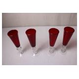 Set of 4 Ruby Red Stemmed Glasses
