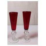 Set of 4 Ruby Red Stemmed Glasses