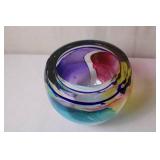 Ken Applebaum Signed Art Glass Bowl with Multicolor Swirl