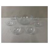 7-Piece Clear Glass Serving Bowl Set with Embossed Seal