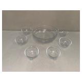 7-Piece Clear Glass Serving Bowl Set with Embossed Seal