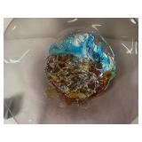 Handblown Art Glass Bowl with Multicolor Abstract Centerpiece