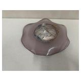 Handblown Art Glass Bowl with Multicolor Abstract Centerpiece