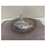 Handblown Art Glass Bowl with Multicolor Abstract Centerpiece