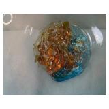 Artisan Hand-Blown Glass Bowl with Abstract Centerpiece
