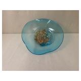 Artisan Hand-Blown Glass Bowl with Abstract Centerpiece