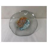 Artisan Hand-Blown Glass Bowl with Abstract Centerpiece