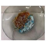 Artisan Hand-Blown Glass Bowl with Abstract Centerpiece