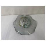 Artisan Hand-Blown Glass Bowl with Abstract Centerpiece