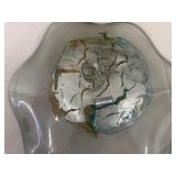 Artisan Hand-Blown Glass Bowl with Abstract Centerpiece