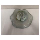 Artisan Hand-Blown Glass Bowl with Abstract Centerpiece