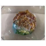 Hand Blown Art Glass Bowl with Multicolor Centerpiece