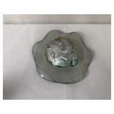Hand Blown Art Glass Bowl with Multicolor Centerpiece