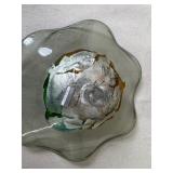 Hand Blown Art Glass Bowl with Multicolor Centerpiece