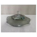 Hand Blown Art Glass Bowl with Multicolor Centerpiece
