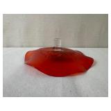 Artisan Handblown Glass Bowl with Red and Multicolor Abstract Design