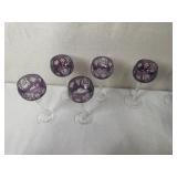 Set of 19 Colored Cut to Clear Crystal Wine Glasses