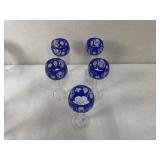Set of 19 Colored Cut to Clear Crystal Wine Glasses