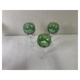 Set of 19 Colored Cut to Clear Crystal Wine Glasses