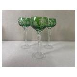 Set of 19 Colored Cut to Clear Crystal Wine Glasses