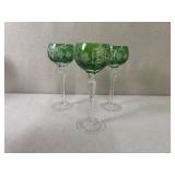 Set of 19 Colored Cut to Clear Crystal Wine Glasses