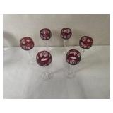 Set of 19 Colored Cut to Clear Crystal Wine Glasses