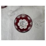 Set of 19 Colored Cut to Clear Crystal Wine Glasses