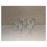 Set of 8 Waterford Cut Crystal Champagne Flutes with Starburst Base
