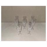 Set of 8 Waterford Cut Crystal Champagne Flutes with Starburst Base