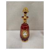 Bohemian Ruby Red Decanter Set with 6 Stem Glasses and 6 Cordials