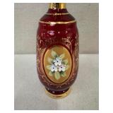 Bohemian Ruby Red Decanter Set with 6 Stem Glasses and 6 Cordials